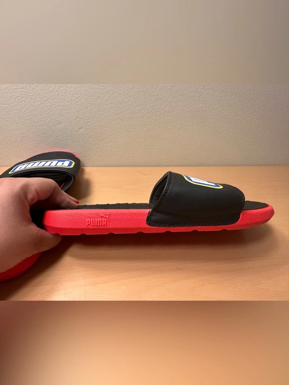 Puma Cool Cat Alumni Men's Black/Red/Blue/Yellow Slides Size 8